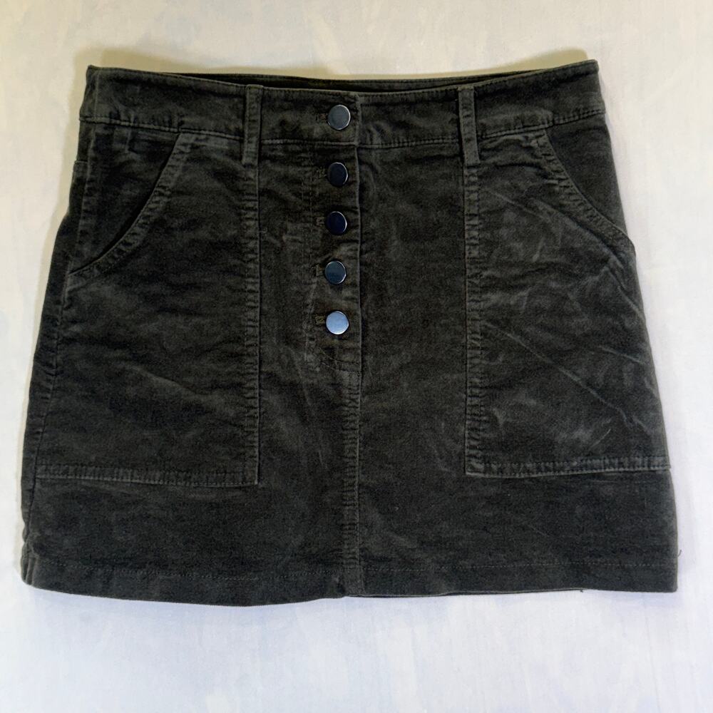 forever 21 women's mini skirt size M Dark green corduroy button front casual Y2K - Picture 10 of 12